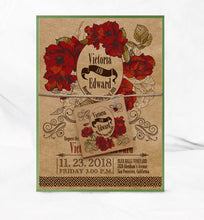 Load image into Gallery viewer, VINTAGE HIBISCUS WEDDING INVITATION