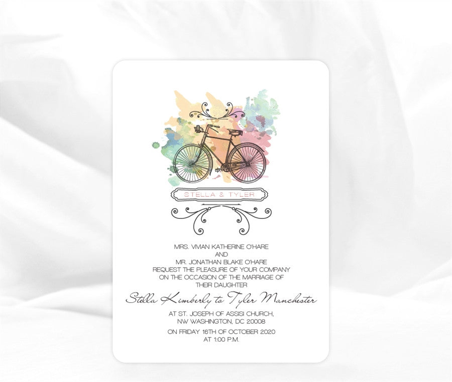 VINTAGE BICYCLE WEDDING INVITATION – Bibi Invitations