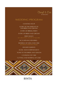 WEDDING RECEPTION PROGAM CARD