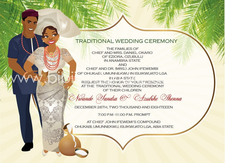 Asampete Igbo Nigerian Traditional Wedding Invitation