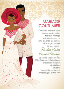 Mon chou Burkina Faso Traditional Wedding Invitation