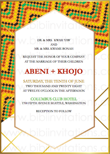 African kente DIY Template Wedding Invitation