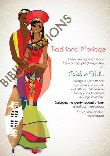 Bekebeke Zulu South African Traditional Wedding Invitation