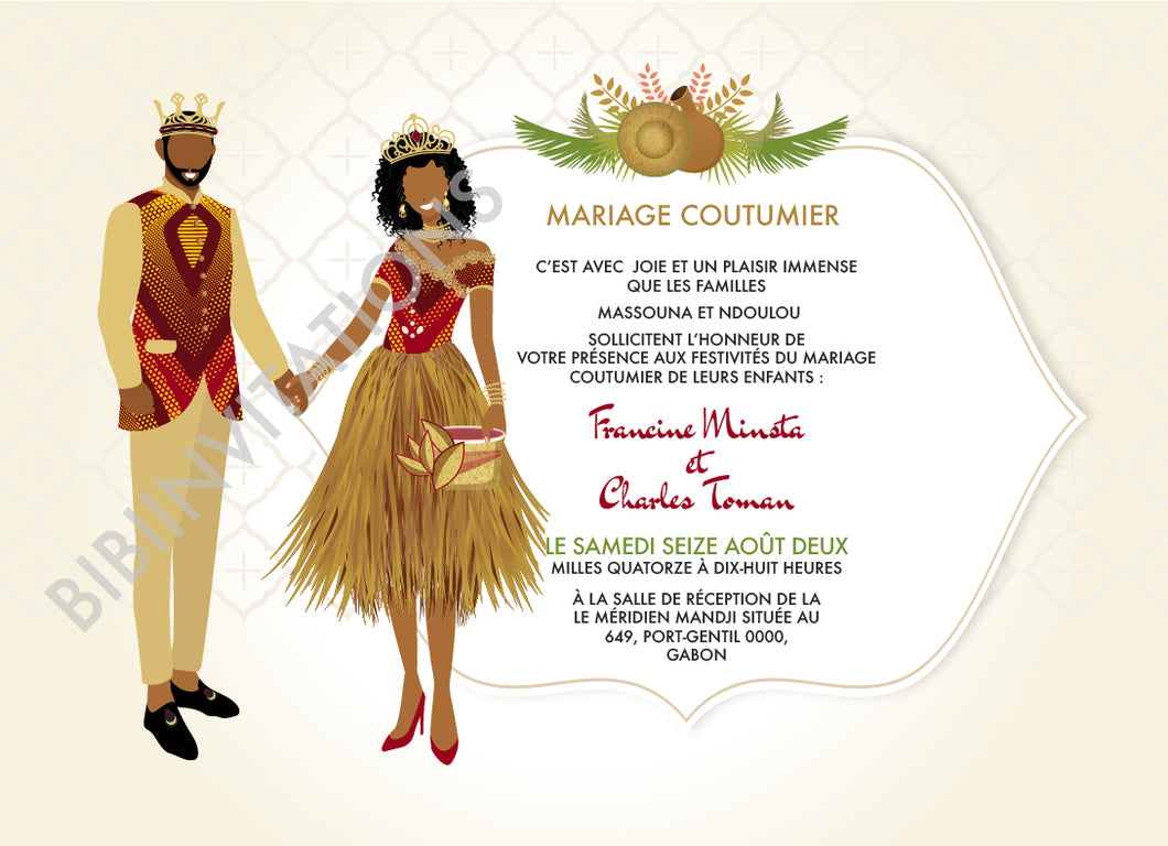 Belle - Fang Gabon Traditional Wedding Invitation