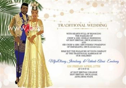 Ima mmi Nigerian Calabar Ibibio/Efik Traditional Wedding Invitation