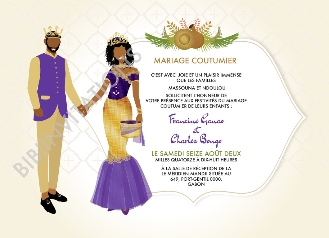 Joie - Teke Gabon Traditional Wedding Invitation