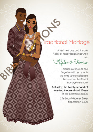 Lerato Sotho South African Traditional Wedding Invitation