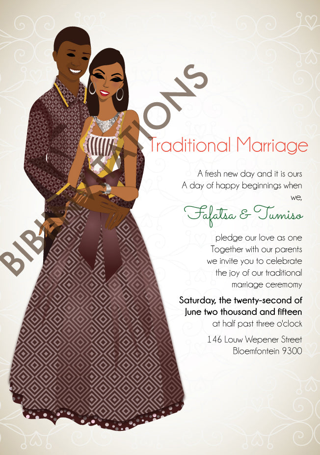 South African Xhosa Traditional Wedding Invitation Card – Bibi