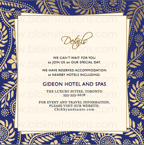  Blue and Gold DIY Template Wedding Invitation 