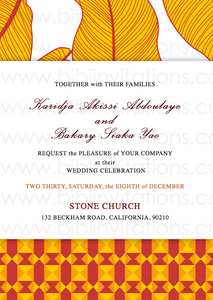  Floral Orange and Red DIY Downloadable Template Wedding Invitation 