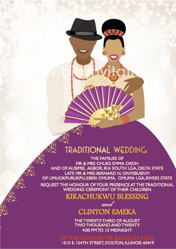 Happiness Nigerian Delta Traditional Wedding Invitation