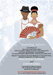 Happiness-Silver Nigerian Delta Traditional Wedding Invitation