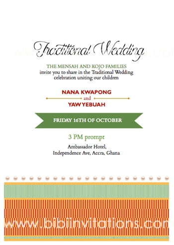 Mehia wo Ghana Traditional Wedding Invitation