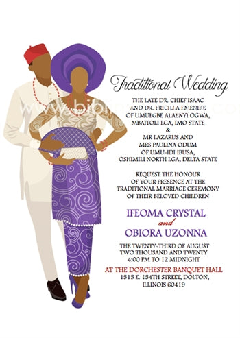 Adaeze-Purple Igbo Traditional Wedding Invitation