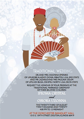 Nwunye Oma-Silver Nigerian Igbo Traditional Wedding Invitation