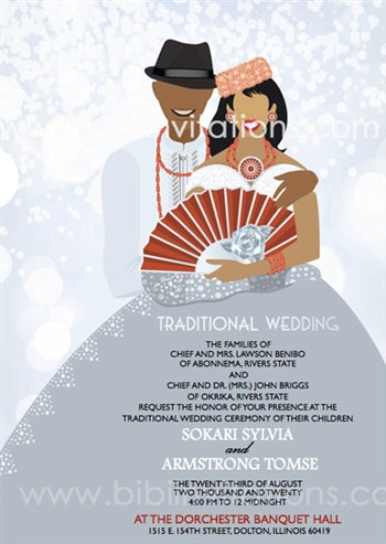 Belema-Silver Nigerian Kalabari Traditional Wedding Invitation
