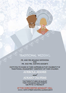 Olori-Silver Nigerian Yoruba Traditional Wedding Invitation
