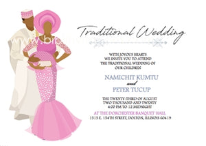 True Love-Pink Hausa Traditional Wedding Invitation