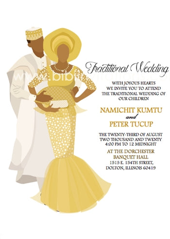 True Love-Gold Hausa Traditional Wedding Invitation