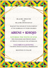 Load image into Gallery viewer, Ghana Purple, Yellow and Green DIY Downloadable Template Wedding Invitation 