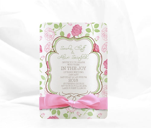 VINTAGE ROSE WEDDING INVITATION