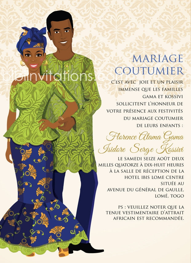 Mon Tresor Togo Traditional Wedding Invitation