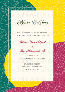 Red, Yellow and Green DIY Downloadable Template Wedding Invitation 