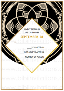 Black Circle DIY Downloadable Template Wedding Invitation RSVP